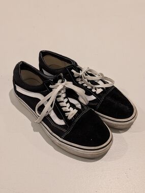 Vans Classic Black Low-Top Skate Sneakers with White Stripe